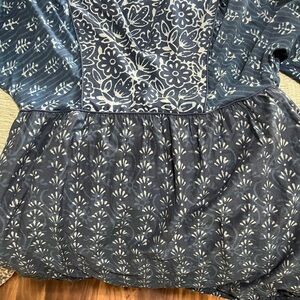 Faherty Blue and White Floral Mini Dress